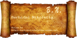 Berhidai Nikoletta névjegykártya